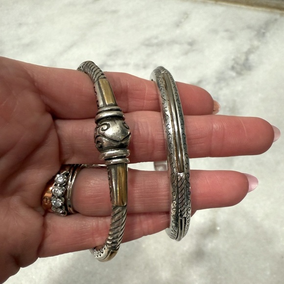 Brighton Jewelry - Two silver Brighton bangle bracelet solid brass plated sterling silver.